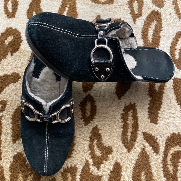 Cole Haan Clogs Horse Bit Sherpa lined Suede western equestrian slip on Warm  7 - Picture 1 of 10